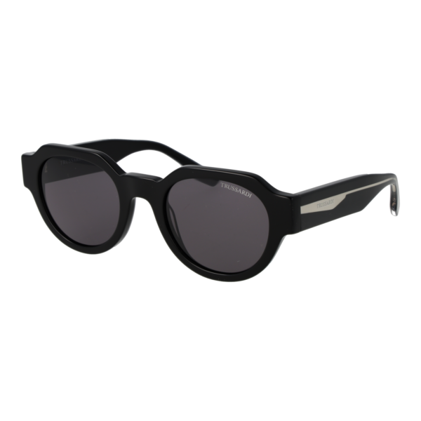 Trussardi Panto Sonnenbrille TSU9031 51A01 in Schwarz – 45° Seitenansicht