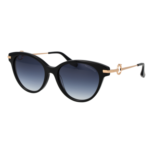 Trussardi Schmetterling Sonnenbrille TSW9025 55A01 in Schwarz – 45° Seitenansicht