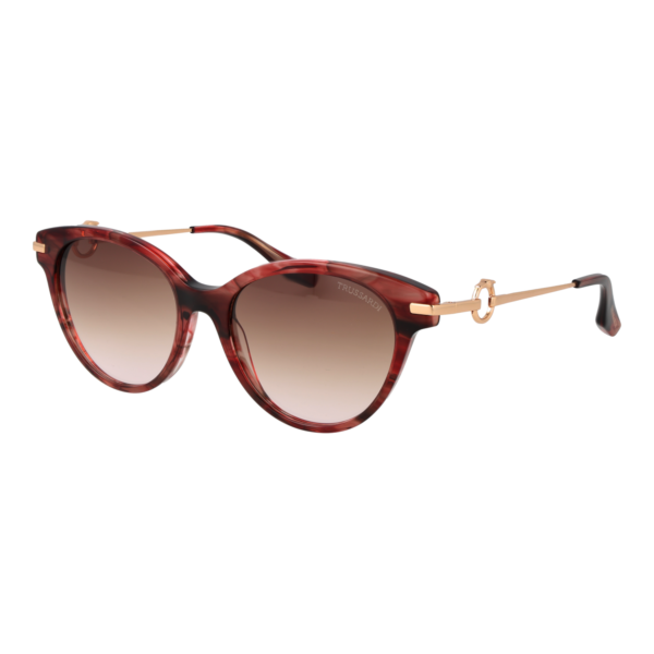 Trussardi Schmetterling Sonnenbrille TSW9025 55E03 in Rot – 45° Seitenansicht