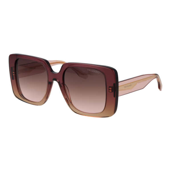 Trussardi Quadrat Sonnenbrille TSW9029 53C01 in Rosa – 45° Seitenansicht