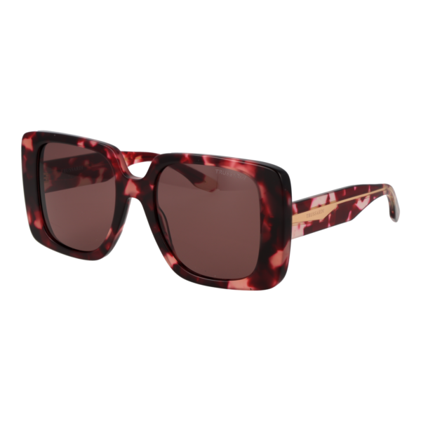 Trussardi Quadrat Sonnenbrille TSW9029 53G21 in Burgunder – 45° Seitenansicht