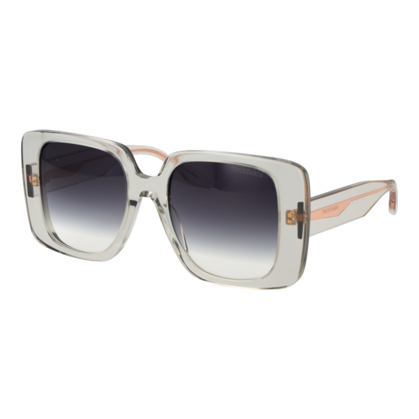 Trussardi Quadrat Sonnenbrille TSW9029 53T01 in Grau – 45° Seitenansicht