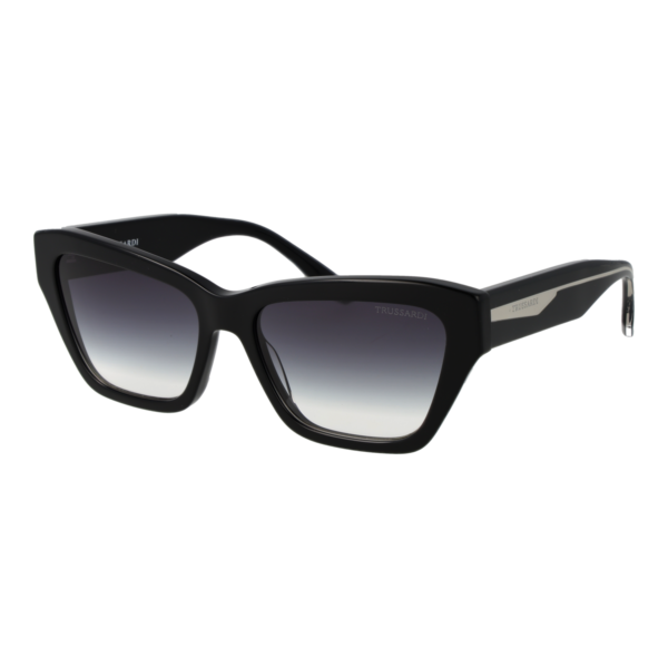 Trussardi Katzenaugen Sonnenbrille TSW9030 57A01 in Schwarz – 45° Seitenansicht