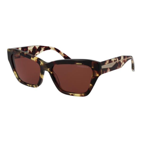 Trussardi Katzenaugen Sonnenbrille TSW9030 57G21 in Havanna – 45° Seitenansicht