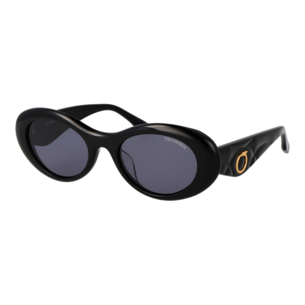 Trussardi Oval Sonnenbrille TSW9094 53A01 in Schwarz – 45° Seitenansicht