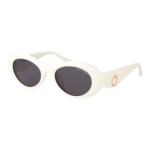 Trussardi Oval Sonnenbrille TSW9094 53D01 in Weiß – 45° Seitenansicht