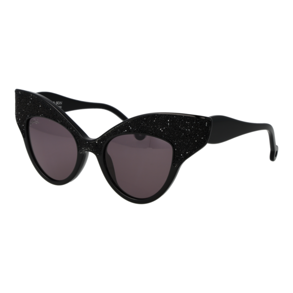 Hally & Son Schmetterling Sonnenbrille HS940S03 5003 in Schwarz – 45° Seitenansicht