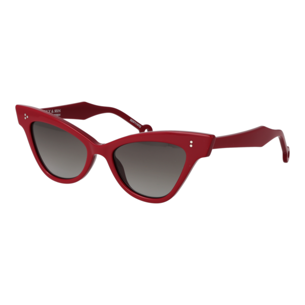 Hally & Son Katzenaugen Sonnenbrille HS931V02S 5402S in Burgunder – 45° Seitenansicht