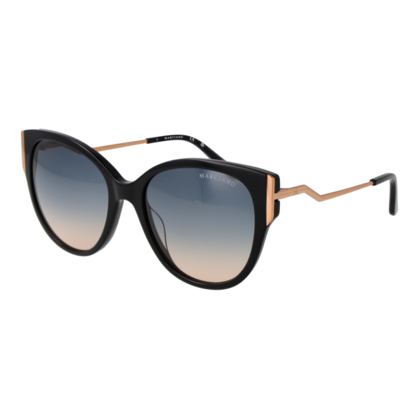 Marciano by Guess Sonnenbrille GM0834 5601W – 45° Seitenansicht Marciano by Guess Schmetterling Sonnenbrille GM0834 5601W in Schwarz – 45° Seitenansicht
