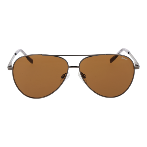 Barbour Sonnenbrille BAS 3021 61205 – Frontansicht mit Metall Rahmen und Orange Gläsern