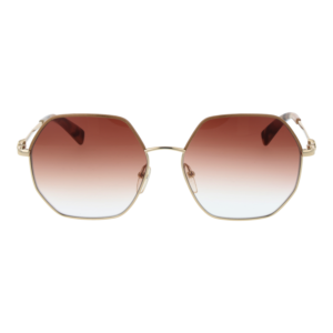 Longchamp Sonnenbrille LO140SL 58731 – Frontansicht mit Metall Rahmen und Rot Gläsern