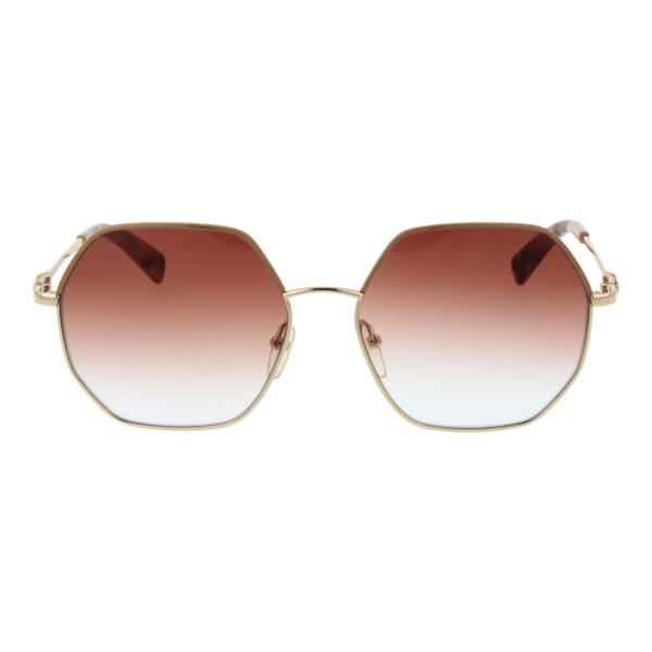 Longchamp Sonnenbrille LO140SL 58731 – Frontansicht mit Metall Rahmen und Rot Gläsern