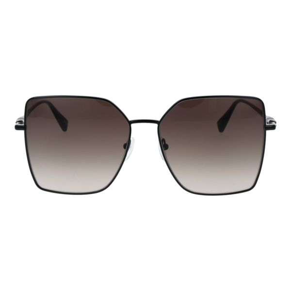 Longchamp Sonnenbrille LO173S N 57001 – Frontansicht mit Metall Rahmen und Braun Gläsern