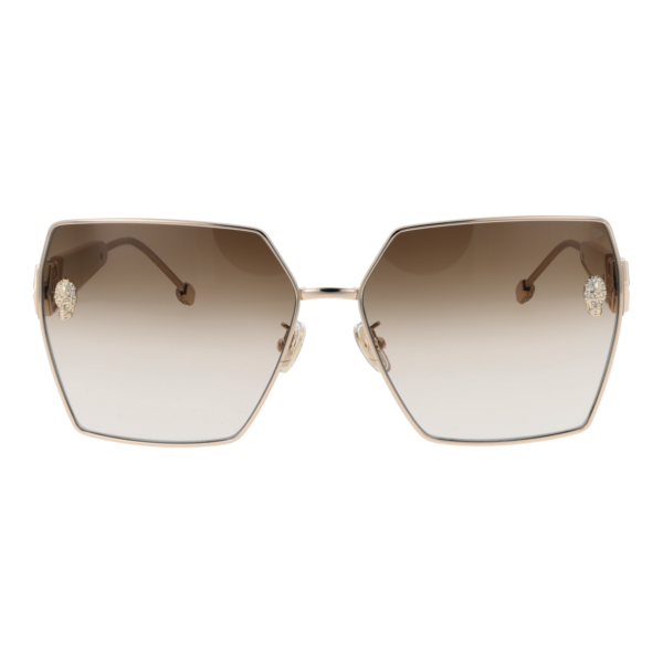 Philipp Plein Sonnenbrille SPP122S 640F47 – Frontansicht mit Metall Rahmen und Braun Gläsern