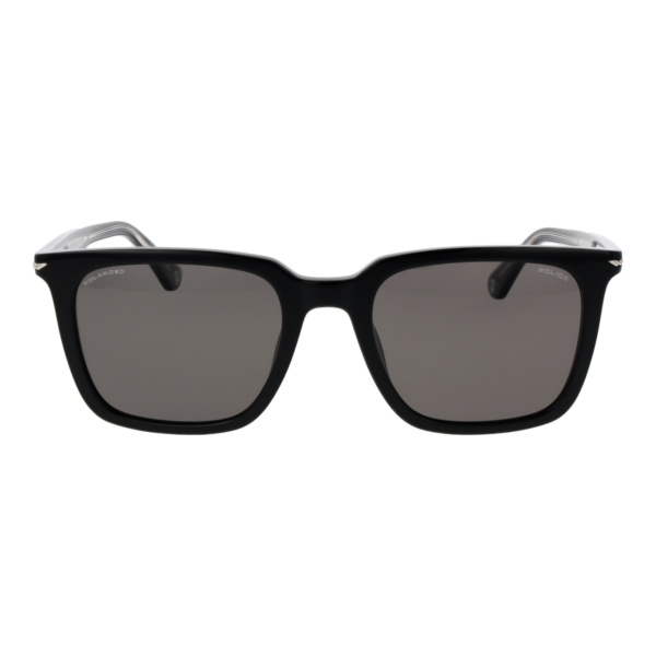 Police Sonnenbrille SPLL80 54700P – Frontansicht mit Kunststoff Rahmen und Grau Gläsern