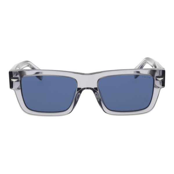 Police Sonnenbrille SPLQ87E 5404G0 – Frontansicht mit Kunststoff Rahmen und Blau Gläsern