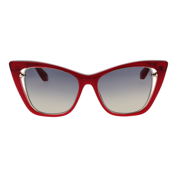 Roberto Cavalli Sonnenbrille SRC033V 5309EZ – Frontansicht mit Metall Rahmen und Blau Gläsern