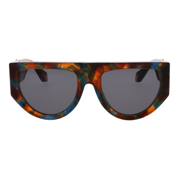 Roberto Cavalli Sonnenbrille SRC063 5609UV – Frontansicht mit Kunststoff Rahmen und Grau Gläsern