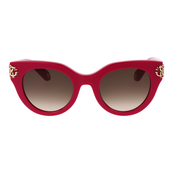 Roberto Cavalli Sonnenbrille SRC065M 5009M3 – Frontansicht mit Kunststoff Rahmen und Braun Gläsern