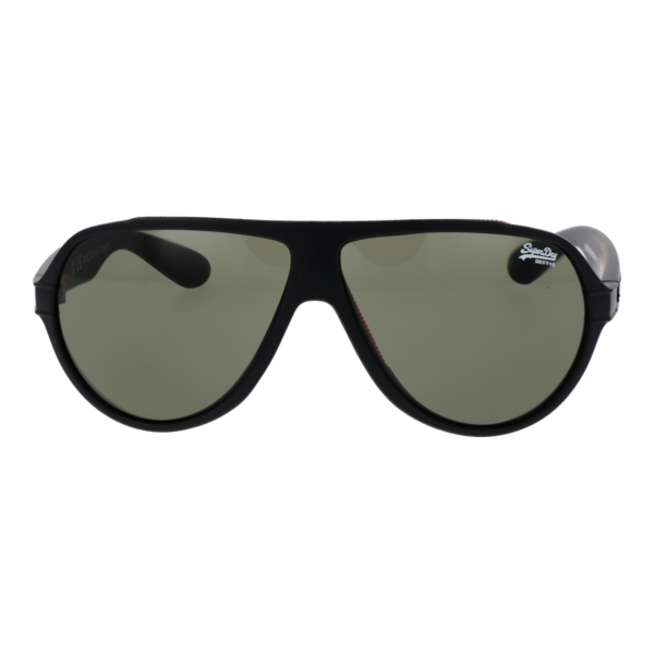 Superdry Sonnenbrille SDS Downtown 58127 – Frontansicht mit Polycarbonat Rahmen und Grün Gläsern