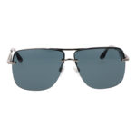 Trussardi Sonnenbrille TSM3001 64T01 – Frontansicht mit Metall Rahmen und Blau Gläsern