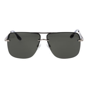 Trussardi Sonnenbrille TSM3001 64T02 – Frontansicht mit Metall Rahmen und Grau Gläsern
