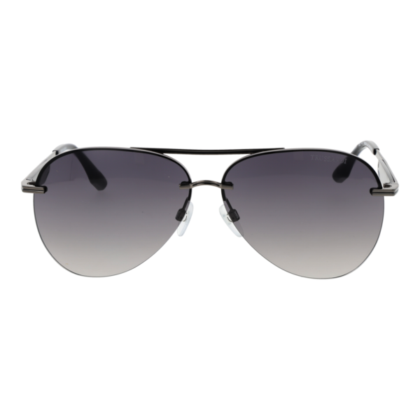 Trussardi Sonnenbrille TSM3004 64A01 – Frontansicht mit Metall Rahmen und Grau Gläsern