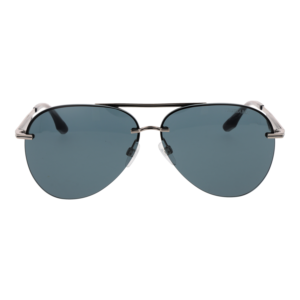 Trussardi Sonnenbrille TSM3004 64T01 – Frontansicht mit Metall Rahmen und Blau Gläsern