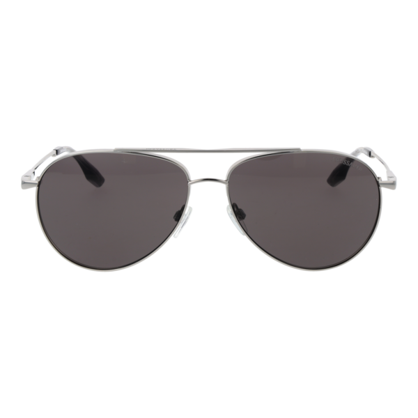 Trussardi Sonnenbrille TSM3015 6202A – Frontansicht mit Edelstahl Rahmen und Grau Gläsern