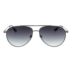 Trussardi Sonnenbrille TSM3015 6202B – Frontansicht mit Edelstahl Rahmen und Lila Gläsern