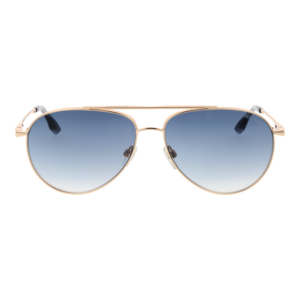 Trussardi Sonnenbrille TSM3015 6204A – Frontansicht mit Edelstahl Rahmen und Blau Gläsern