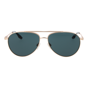 Trussardi Sonnenbrille TSM3015 6204B – Frontansicht mit Edelstahl Rahmen und Blau Gläsern