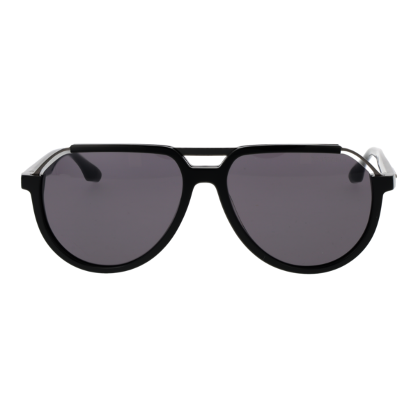 Trussardi Sonnenbrille TSM9036 59A01 – Frontansicht mit Azetat & Edelstahl Rahmen und Grau Gläsern