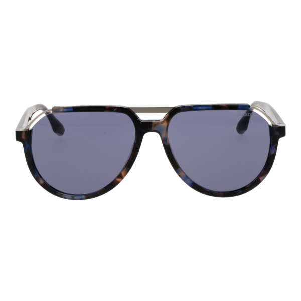Trussardi Sonnenbrille TSM9036 59G21 – Frontansicht mit Azetat & Edelstahl Rahmen und Blau Gläsern