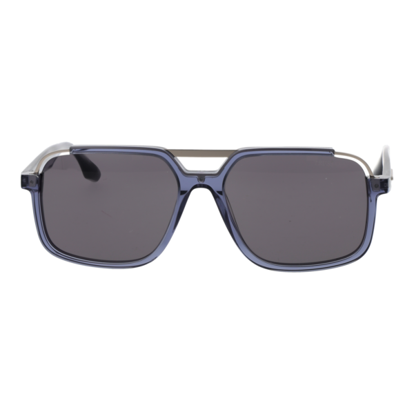 Trussardi Sonnenbrille TSM9037 58T01 – Frontansicht mit Azetat & Edelstahl Rahmen und Grau Gläsern