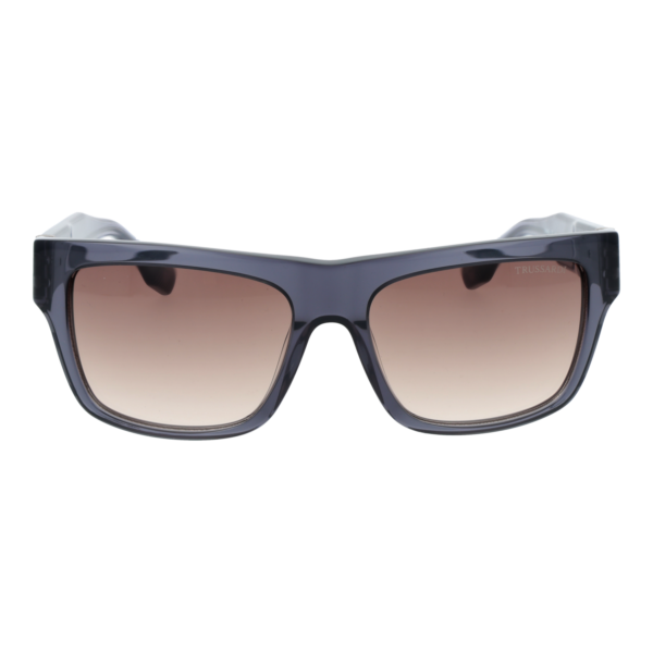 Trussardi Sonnenbrille TSM9067 56T01 – Frontansicht mit Azetat Rahmen und Braun Gläsern