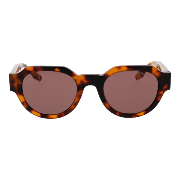 Trussardi Sonnenbrille TSU9031 51G22 – Frontansicht mit Azetat Rahmen und Braun Gläsern
