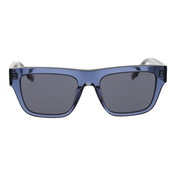 Trussardi Sonnenbrille TSU9032 53T02 – Frontansicht mit Azetat Rahmen und Grau Gläsern