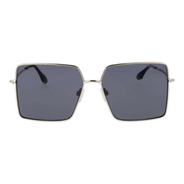 Trussardi Sonnenbrille TSW3010 5903A – Frontansicht mit Edelstahl Rahmen und Lila Gläsern