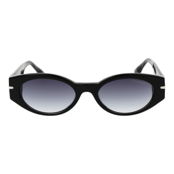 Trussardi Sonnenbrille TSW9017 54A02 – Frontansicht mit Azetat Rahmen und Grau Gläsern