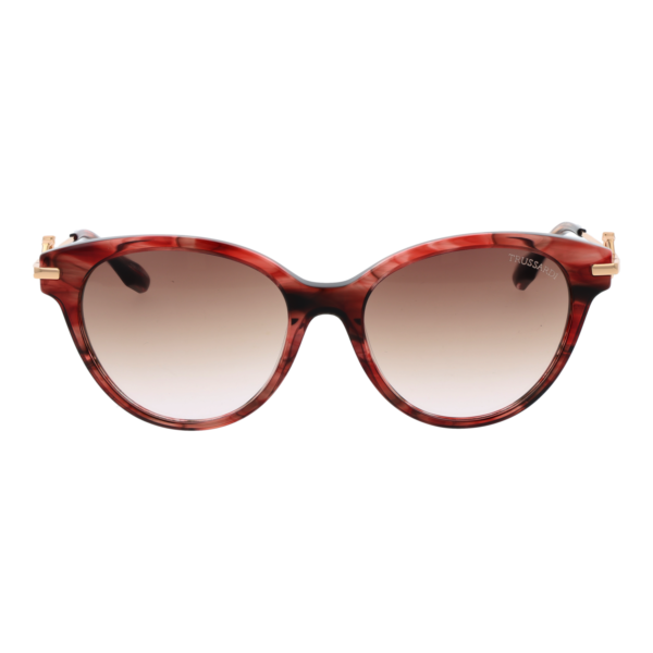 Trussardi Sonnenbrille TSW9025 55E03 – Frontansicht mit Azetat Rahmen und Braun Gläsern