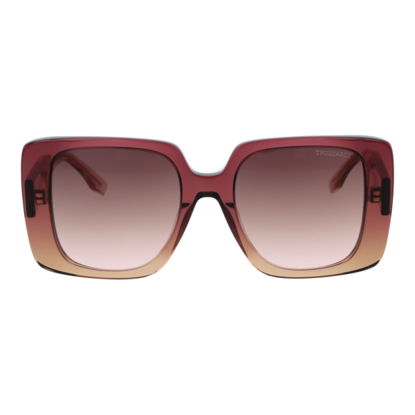 Trussardi Sonnenbrille TSW9029 53C01 – Frontansicht mit Azetat Rahmen und Rosa Gläsern
