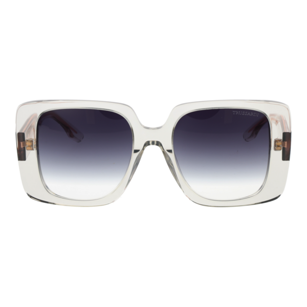 Trussardi Sonnenbrille TSW9029 53T01 – Frontansicht mit Azetat Rahmen und Blau Gläsern