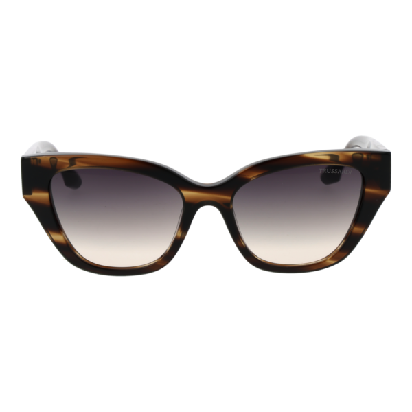 Trussardi Sonnenbrille TSW9034 54E01 – Frontansicht mit Azetat Rahmen und Grau Gläsern