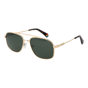 Polaroid Rechteck Sonnenbrille PLD 6235/S/X 56PEFUC in Gold – 45° Seitenansicht