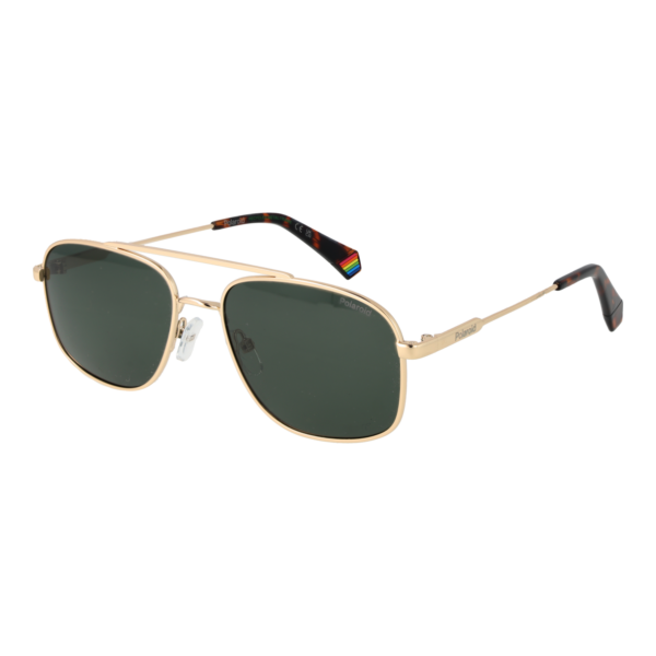 Polaroid Rechteck Sonnenbrille PLD 6235/S/X 56PEFUC in Gold – 45° Seitenansicht