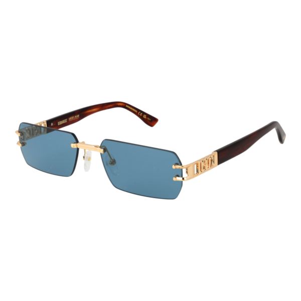 Dsquared2 Rechteck Sonnenbrille D2 0189/S 57000KU in Gold – 45° Seitenansicht