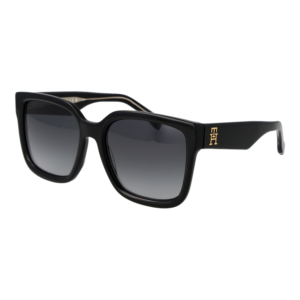 Tommy Hilfiger Quadrat Sonnenbrille TH 2342/S 568079O in Schwarz – 45° Seitenansicht