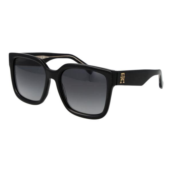 Tommy Hilfiger Quadrat Sonnenbrille TH 2342/S 568079O in Schwarz – 45° Seitenansicht