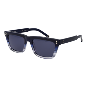 Hally & Son Rechteck Sonnenbrille HSA19V 5303S in Blau – 45° Seitenansicht
